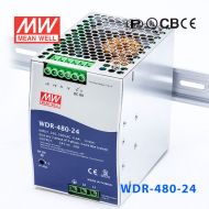 WDR-480-24 480W 24V20A 高输入电压高效率高PFC单路输出DIN导轨电源