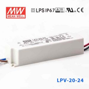 LPV-20-24    20W    24V   0.84A 明纬牌恒压输出IP67防水塑壳LED照明电源