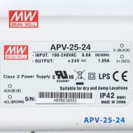 APV-25-24   25W    24V   1.05A 明纬牌恒压输出防水塑壳LED照明电源