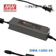 OWA-120U-54 120W 54V2.3A  明纬塑壳防潮外置型LED电源适配器(美规插头)