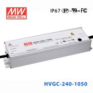 HVGC-240-1050B 240W 1050mA 235Vac   输入强耐环境PFC高效铝壳IP67防水LED恒流电源(控制线三合一调光)