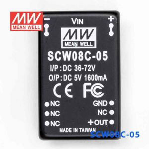 SCW08C-05  8W  36~72V  输入 5V  稳压单路输出明纬DC-DC转换模块电源