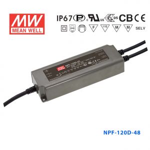 NPF-120D-48  120W  48V 2.5A 输出IP67防水型带PFC功能三合一调光明纬电源