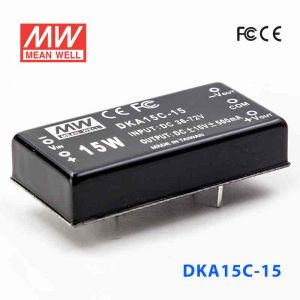 DKA15C-15  15W  36~72V 输入  ±15V  稳压双路输出明纬DC-DC转换模块电源