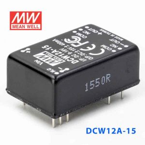 DCW12A-15  12W  9~18V 输入 ±15V  稳压双路输出明纬DC-DC转换模块电源