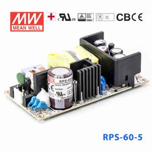 RPS-60-5  60W   5V  11A   单路输出微漏电低空载损耗小尺寸医用无外壳明纬开关电源