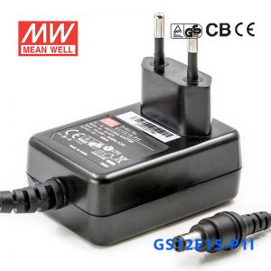 GS12E15-P1I 12W 15V0.8A 输出绿色能源明纬墙插电源适配器(欧式插头) 