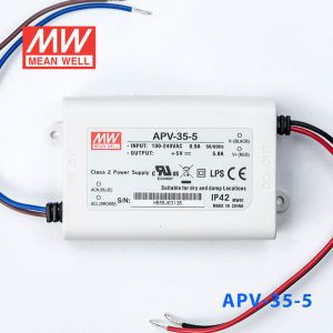 APV-35-5    35W    5V   5A 明纬牌恒压输出防水塑壳LED照明电源  