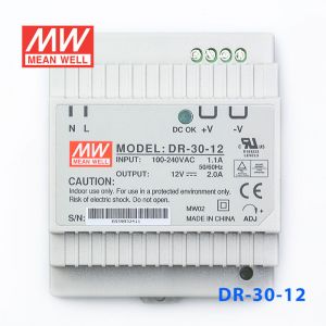 DR-30-12 24W 12V2A 单路输出Class II DIN导轨安装明纬开关电源