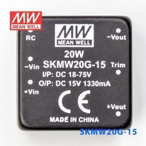 SKMW20G-15 20W 18~75V 转 15V 1.33A 非稳压单路输出DC-DC模块电源