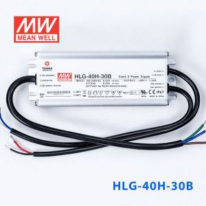 HLG-40H-30B  40W  30V 1.34A  强耐环境恒压+恒流PFC高效铝壳IP67防水LED电源(控制线三合一调光) 