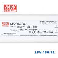 LPV-150-36   150W   36V    4.2A明纬牌恒压输出IP67防水塑壳LED照明电源