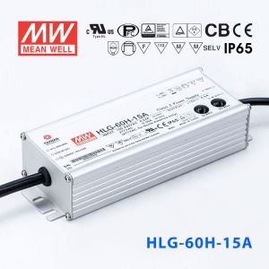 HLG-60H-15A  60W  15V 4A  强耐环境恒压+恒流PFC高效铝壳IP65防水LED电源(恒压恒流值可面板设定) 