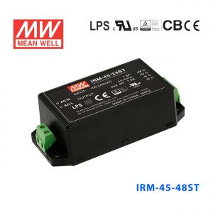 IRM-45-48ST  45.12W  48V 0.94A 高能效 端子台接线型 明纬超小型AC-DC模块电源