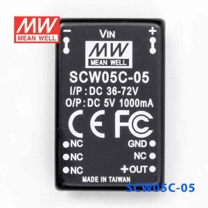 SCW05C-05  5W  36~72V 输入 5V  稳压单路输出明纬DC-DC转换模块电源