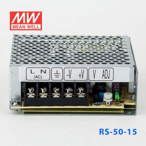 RS-50-15 50W 15V3.4A 单路输出明纬开关电源(G3系列-高性能内置有外壳)