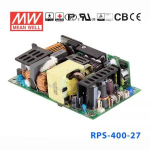 RPS-400-27 400W 27V 14.9A 单路输出PFC微漏电流低空载损耗无外壳医用明纬开关电源