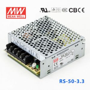 RS-50-3.3 50W 3.3V10A 单路输出明纬开关电源(G3系列-高性能内置有外壳) 