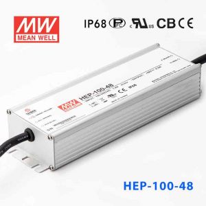 HEP-100-48 100W 48V 2A无风扇全密封IP68防护高效率明纬电源