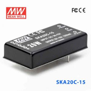 SKA20C-15  20W  36~72V  输入 15V 1.33A 稳压单路输出明纬DC-DC转换模块电源