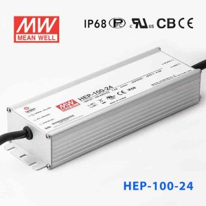 HEP-100-24 100W 24V 4A无风扇全密封IP68防护高效率明纬电源