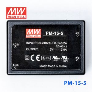 PM-15-5  15W  5V 3A  微漏电塑封Class2单路输出板上型医用明纬开关电源