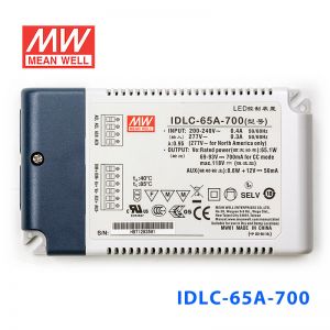 IDLC-65-700 65W 69~93V 700mA  恒流输出无频闪二合一调光明纬LED开关电源