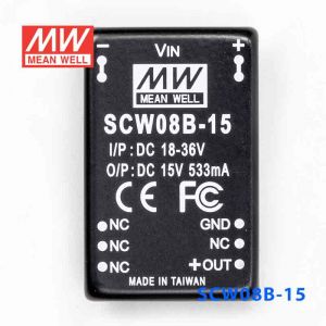 SCW08B-15  8W  18~36V 输入 15V  稳压单路输出明纬DC-DC转换模块电源