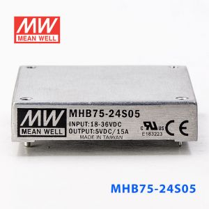 MHB75-24S05 75W 18~36V 输入 5V15A稳压单路输出明纬DC-DC转换模块电源