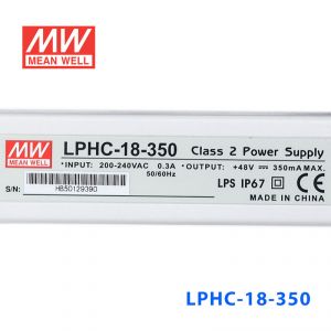 LPHC-18-350    18W    220V输入350mA恒流输出明纬牌IP67防水塑壳LED照明电源