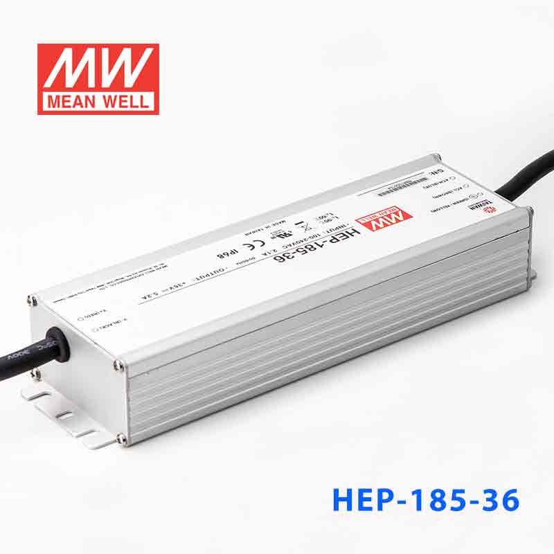 HEP-185-36   185W 36V 5.2A无风扇全密封IP68防护高效率明纬电源