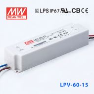 LPV-60-15   60W   15V   4A明纬牌恒压输出IP67防水塑壳LED照明电源