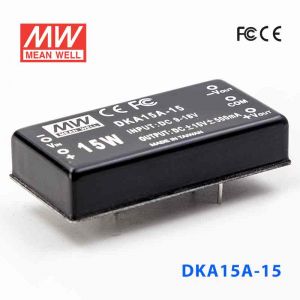 DKA15A-15  15W  9~18V 输入  ±15V  稳压双路输出明纬DC-DC转换模块电源