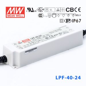 LPF-40-24  40W  24V 1.67A  恒压+恒流有PFC高效率塑壳IP67防水LED电源