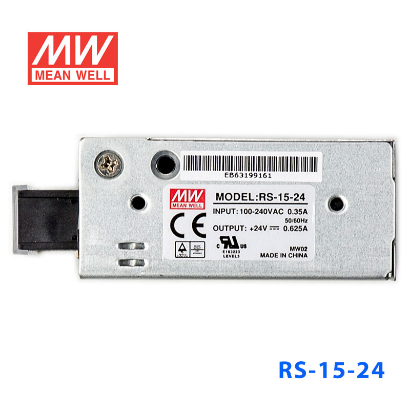 RS-15-24 15W 24V0.625A 单路输出明纬开关电源(G3系列-高性能内置有外壳) 