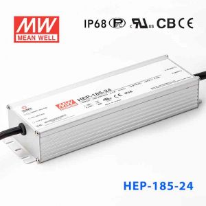 HEP-185-24A 185W 24V 7.8A无风扇全密封IP65防护输出电压/电流可调高效率明纬电源