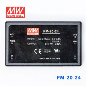 PM-20-24  20W  24V 0.92A  微漏电塑封单路输出板上型医用明纬开关电源