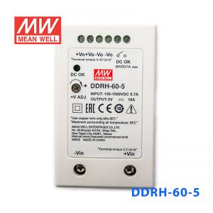 DDRH-60-5明纬50W 150~1500V输入5V10A输出宽输入导轨DC-DC转换器