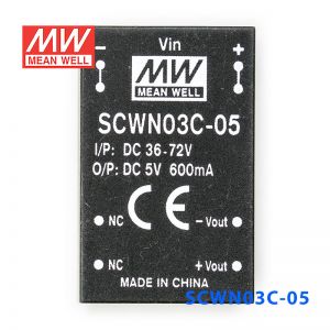 SCWN03C-05 3W 36～72V 转 5V 0.6A 非稳压单路输出DC-DC模块电源