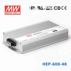 HEP-600-48  600W  48V 12.5A 高效率无风扇密封全灌胶恶劣环境适用明纬开关电源