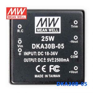 DKA30B-05  25W  18~36V  输入 ±5V  双路输出明纬DC-DC转换模块电源