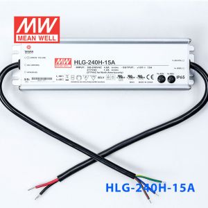 HLG-240H-15A  225W  15V 15A  强耐环境恒压+恒流PFC高效铝壳IP65防水LED电源(恒压恒流值可面板设定)