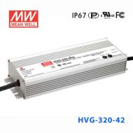 HVG-320-42A   320W   42V  7.6A   528Vac  输入 恒压+恒流输出PFC高效铝壳IP65防水LED电源(恒压恒流值可面板设定)