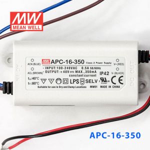 APC-16-350 16W 12-48V   350mA明纬牌恒流输出防水塑壳LED照明电源