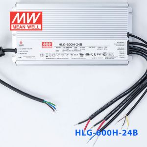 HLG-600H-24B  600W  24V 25A  强耐环境恒压+恒流PFC高效铝壳IP67防水LED电源(控制线三合一调光)