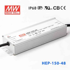 HEP-150-48A 150W 48V 3.2A 无风扇全密封IP65防护输出电压/电流可调高效率明纬电源