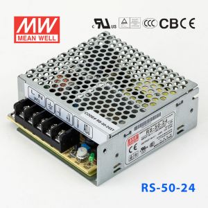 RS-50-24 50W 24V2.2A 单路输出明纬开关电源(G3系列-高性能内置有外壳) 