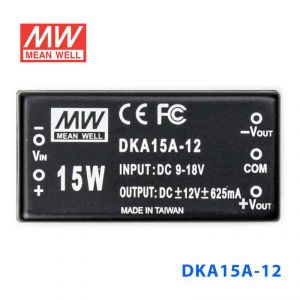 DKA15A-12  15W  9~18V  输入  ±12V  稳压双路输出明纬DC-DC转换模块电源