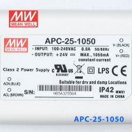 APC-25-1050 25W 9-24V    1050mA 明纬牌恒流输出防水塑壳LED照明电源