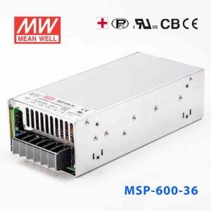 MSP-600-36  600W  36V 17.5A  单路输出带功率因素校正高可靠医疗型明纬开关电源